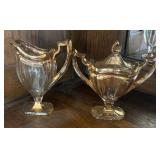 Collection of Gold Accented Vintage Pressed Glass Serving Pieces