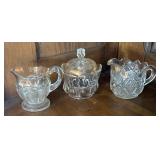 Collection of Gold Accented Vintage Pressed Glass Serving Pieces