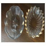 Collection of Gold Accented Vintage Pressed Glass Serving Pieces