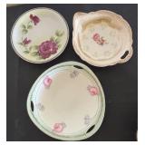 Collection of Vintage Hand-Painted Floral Serving Bowls and Dishes