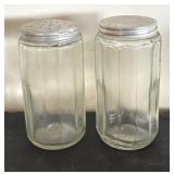 Set of 5 Vintage Glass Kitchen Jars with Metal Lids