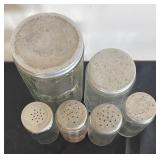 Set of 5 Vintage Glass Kitchen Jars with Metal Lids