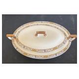 Homer Laughlin Covered Casserole Dish with Floral Border