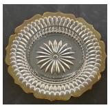 Vintage Glass Butter or Cheese Covered Dish with Amber Trim