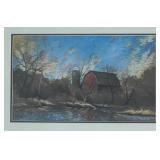 Framed Pastel Print by Leonard D. Sonen - Barn Landscape
