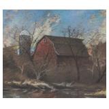 Framed Pastel Print by Leonard D. Sonen - Barn Landscape