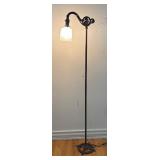 Vintage Cast Iron Floor Lamp with Seahorse Motif and Glass Shade