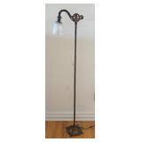 Vintage Cast Iron Floor Lamp with Seahorse Motif and Glass Shade