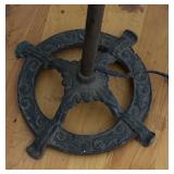 Vintage Cast Iron Floor Lamp with Seahorse Motif and Glass Shade