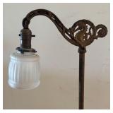 Vintage Cast Iron Floor Lamp with Seahorse Motif and Glass Shade