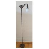 Vintage Cast Iron Floor Lamp with Seahorse Motif and Glass Shade