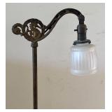 Vintage Cast Iron Floor Lamp with Seahorse Motif and Glass Shade
