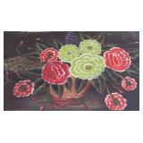 Vintage 3-Tier Metal Shelf with Hand-Painted Floral Accents