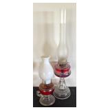 Pair of Vintage Glass Oil Lamps