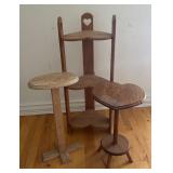 3-Piece Wooden Corner Shelf and Accent Table Set with Heart Detail