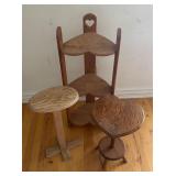 3-Piece Wooden Corner Shelf and Accent Table Set with Heart Detail