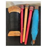 Collection of 13 Vintage Wooden Textile Spools