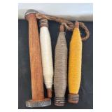 Collection of 13 Vintage Wooden Textile Spools