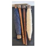Collection of 13 Vintage Wooden Textile Spools