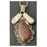 Sterling Silver Necklace and Pendant with Baroque Pearls