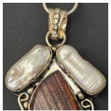Sterling Silver Necklace and Pendant with Baroque Pearls