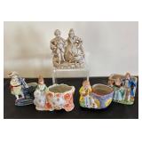 Set of 5 Vintage Porcelain Planter Figurines Assorted Styles