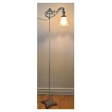 Vintage Bridge Floor Lamp with Ornate Glass Shade