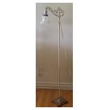Vintage Bridge Floor Lamp with Ornate Glass Shade