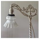 Vintage Bridge Floor Lamp with Ornate Glass Shade
