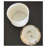 Set of 5 Vintage White Milk Glass Trinket Boxes with Lids