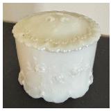 Set of 5 Vintage White Milk Glass Trinket Boxes with Lids