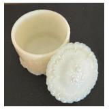 Set of 5 Vintage White Milk Glass Trinket Boxes with Lids