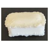Set of 5 Vintage White Milk Glass Trinket Boxes with Lids