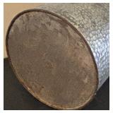 Vintage Hammered Metal Umbrella Stand with Embossed Floral Band