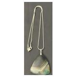 Sterling Silver Necklace with Agate Pendant