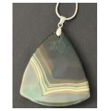 Sterling Silver Necklace with Agate Pendant