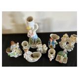 Set of 9 Vintage Porcelain Planter and Vase Figurines
