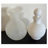 Collection of 11 Vintage Glass Vases and Decorative Bottles Assorted Colors and Styles