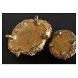 Set of 2 Ornate Vintage Brass Jewelry Casket Boxes with Lined Interiors
