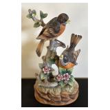 Vintage Musical Bird Figurine with Flowers