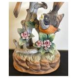 Vintage Musical Bird Figurine with Flowers