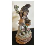 Vintage Musical Bird Figurine with Flowers