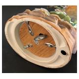 Vintage Musical Bird Figurine with Flowers