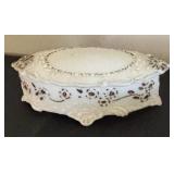 Set of 5 Vintage White Milk Glass Trinket Boxes with Lids
