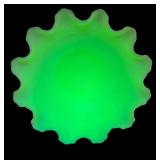 Vintage Fenton Uranium Glass Custard Bowl with Ruffled Edge