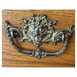 Antique Oak Hutch Cabinet with Glass Doors and Ornate Detailing