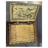 Antique Victorian Brass Calling Card Holder with Knight Motif
