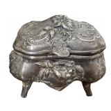 Antique Victorian B&W Metal Art Nouveau Jewelry Casket / Antique B & W 1411 Jewelry Casket