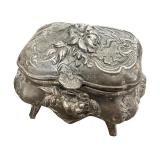 Antique Victorian B&W Metal Art Nouveau Jewelry Casket / Antique B & W 1411 Jewelry Casket