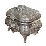 Antique Victorian B&W Metal Art Nouveau Jewelry Casket / Antique B & W 1411 Jewelry Casket